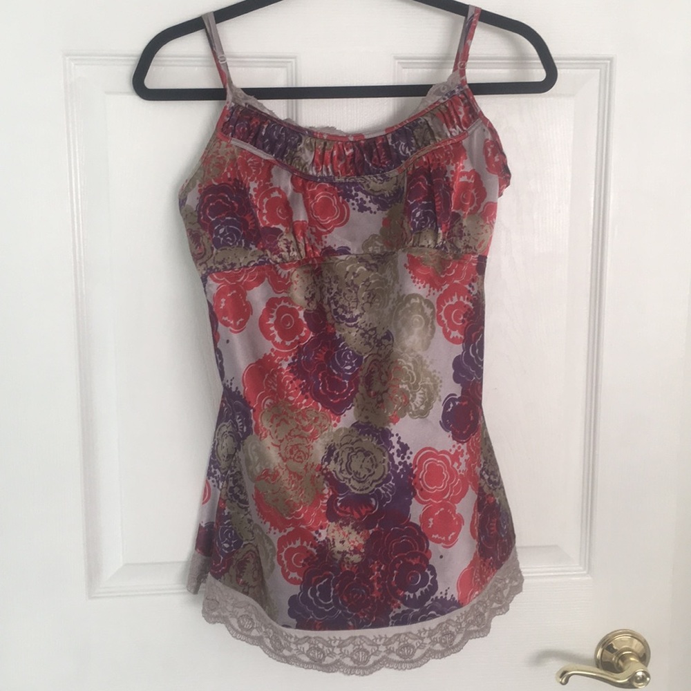 2000s DKNY BABYDOLL SILKY LACEY TOP